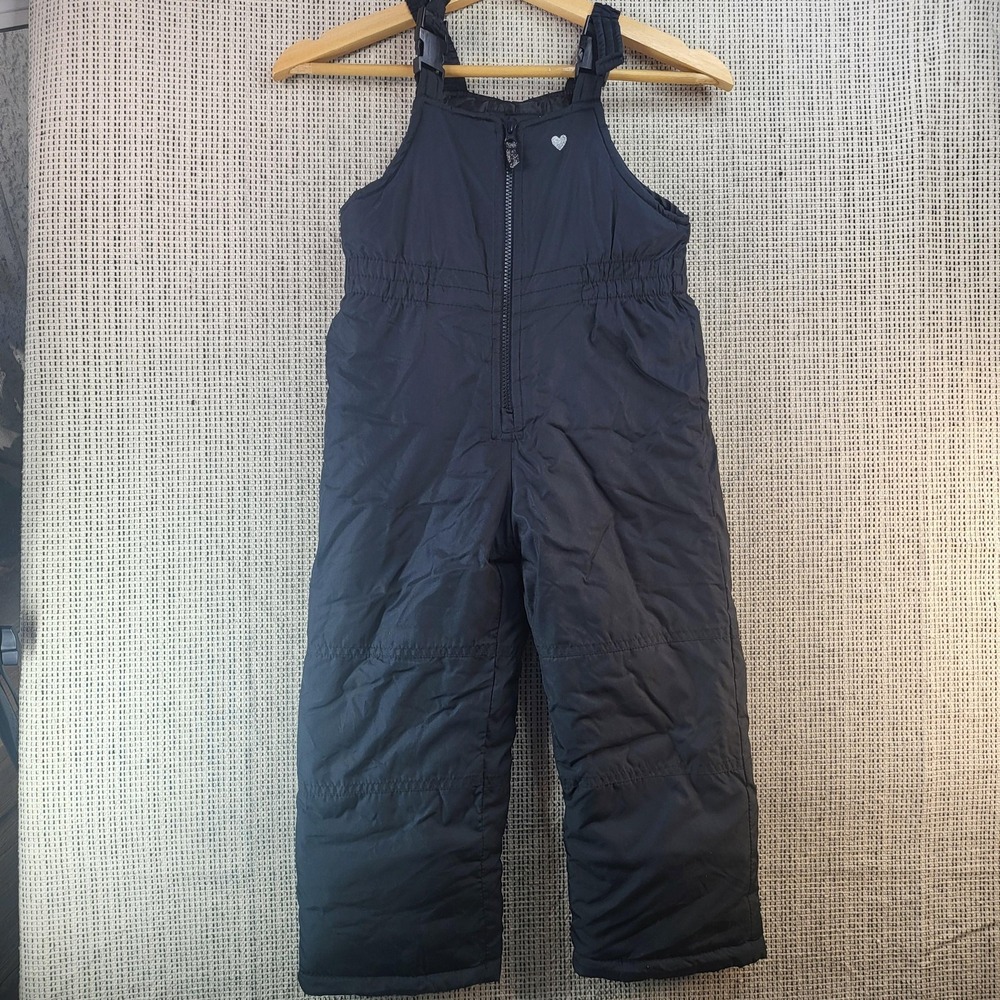 Carter's Snow Pants Girls Small 4 Black Insulated Bib Adjustable Straps Ski